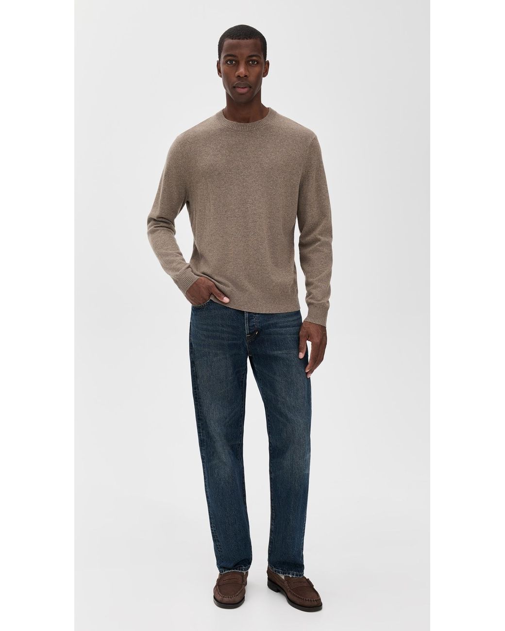 Theory Brown Hilles Crew Neck Sweater for men