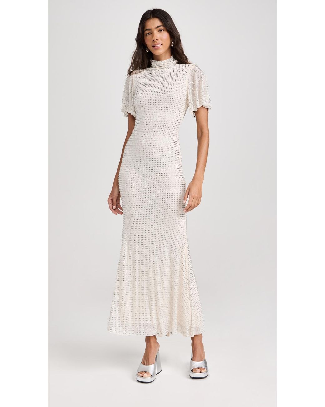 chinese dress ladies Krissy Cream Mesh Strapless Maxi Dress - US 8