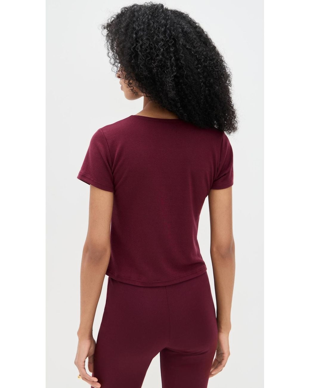 Le Bos Red Eloise Solid Crop Tee