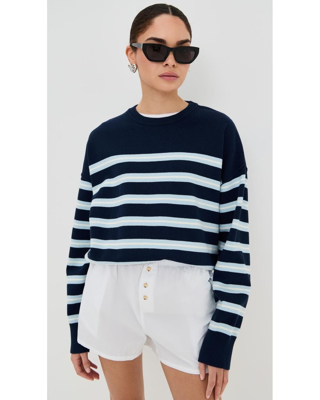 Le Bos Blue Striped Boxy Pullover
