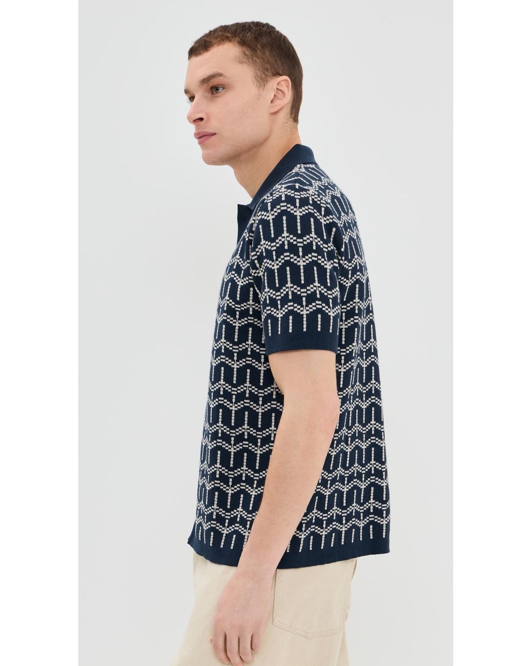 Zigger Far Afield Zigger Palm Tree Knit Button Polo in Blue for Men | Lyst