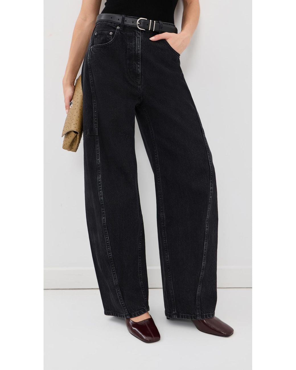 Tibi Black Sid Barrel Jeans