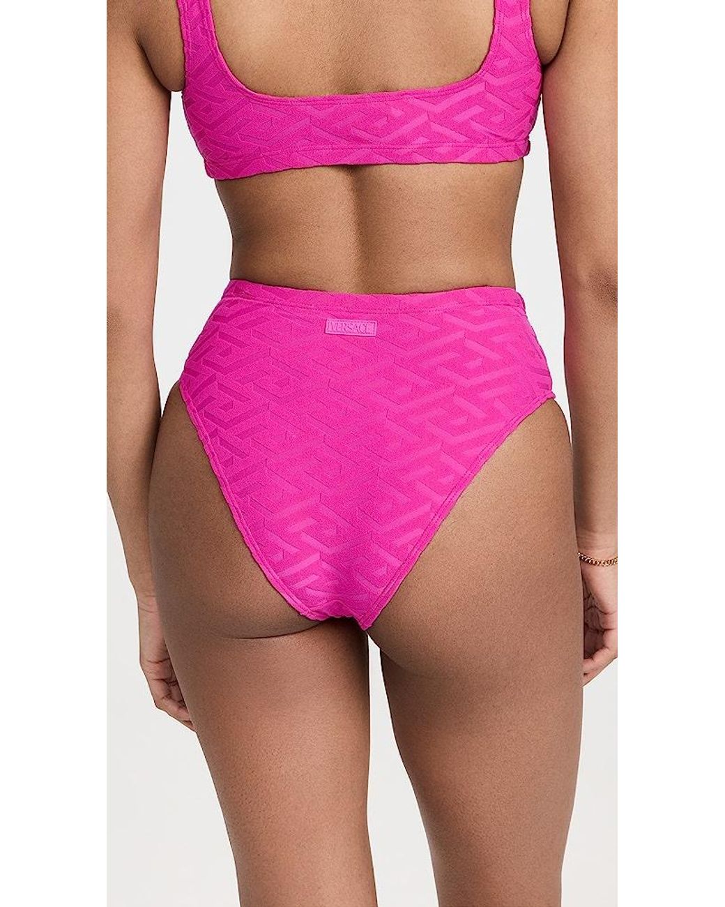 Versace Swim Slip Monogram Sponge + Patch Bikini Bottoms in Pink | Lyst