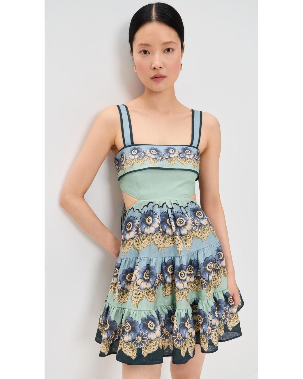 ALMAIS Madalena Cut Out Mini Dress in Blue | Lyst