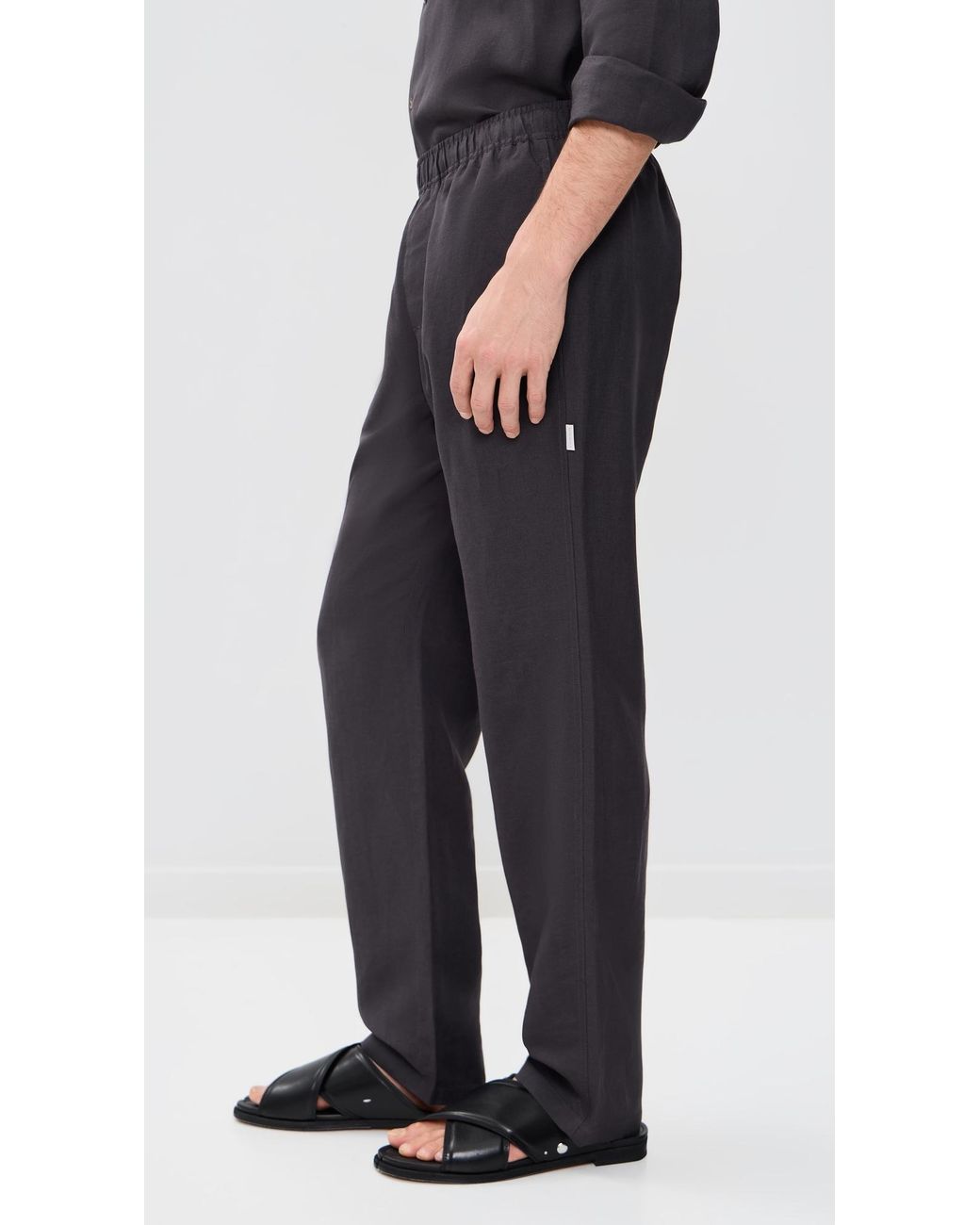 AUTO-REPLY Black Linen Pants for men