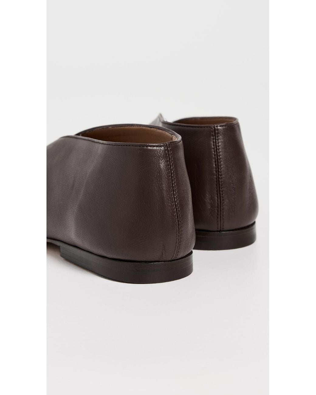 Mansur Gavriel Brown Square Soft V Flats