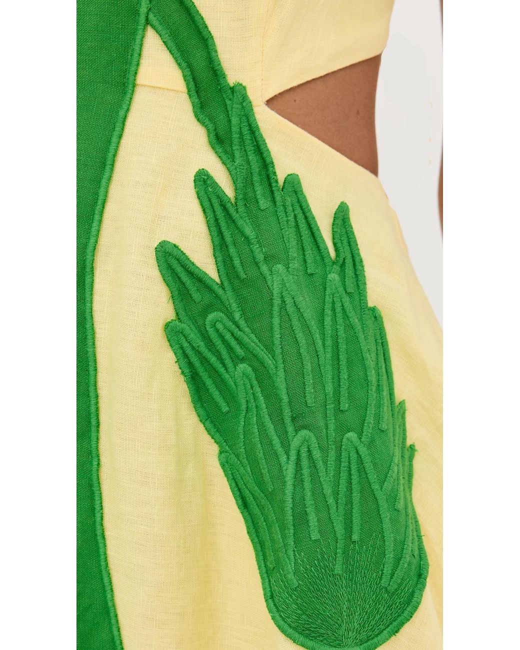 FARM Rio Palm Tree Cutwork Midi Dress in Yellow | Lyst