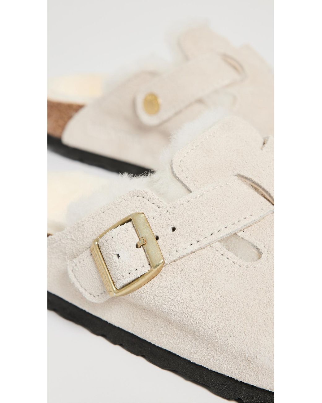 Birkenstock White Boston Shearling Clogs