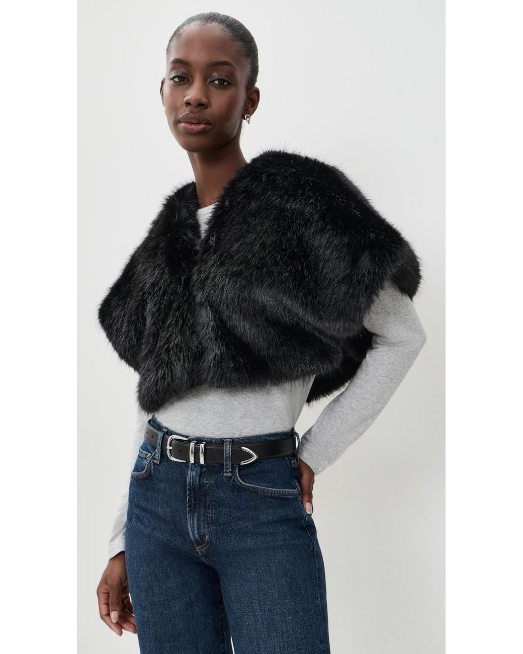 Apparis Black Devin Sable Shrug