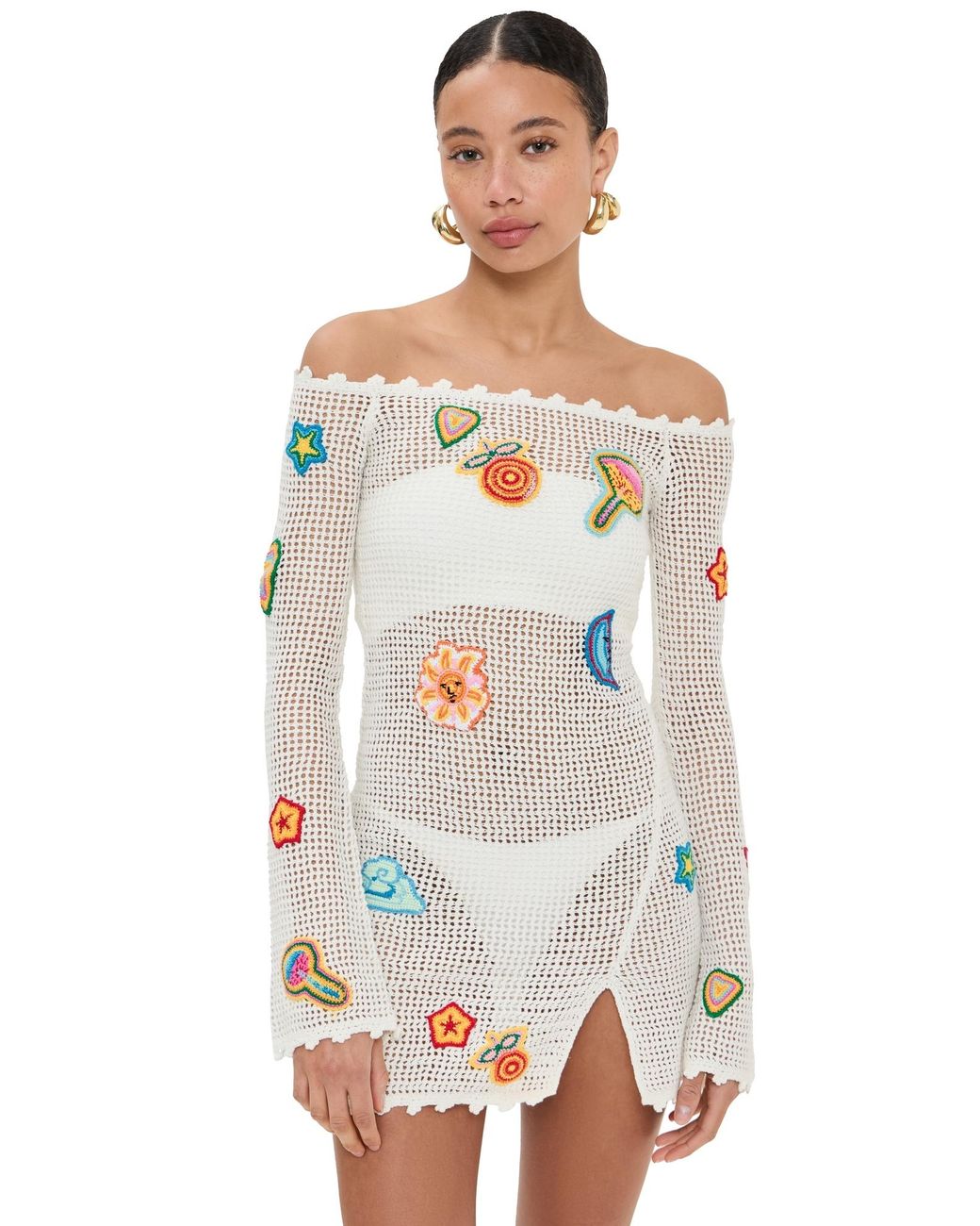 CASABLANCA Crochet Dress With Patches in White | Lyst Canada