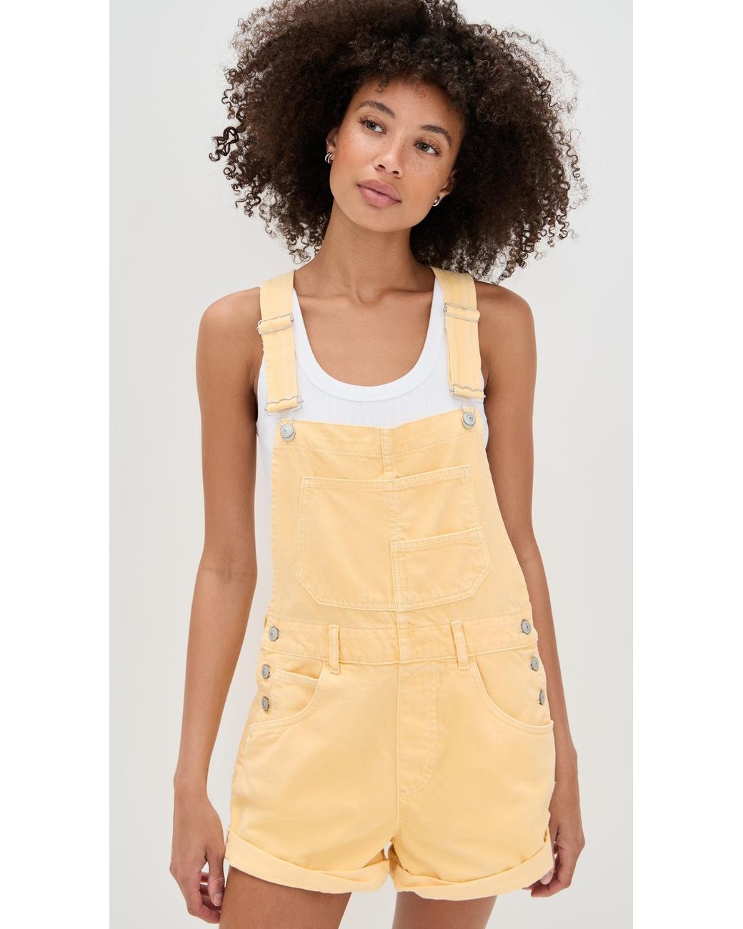Free People Ziggy Shortalls in Natural | Lyst