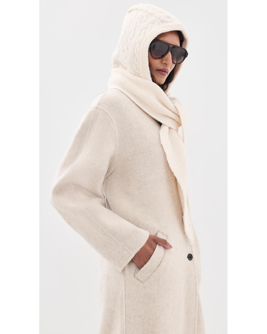 Hat Attack Natural Cable Hooded Scarf