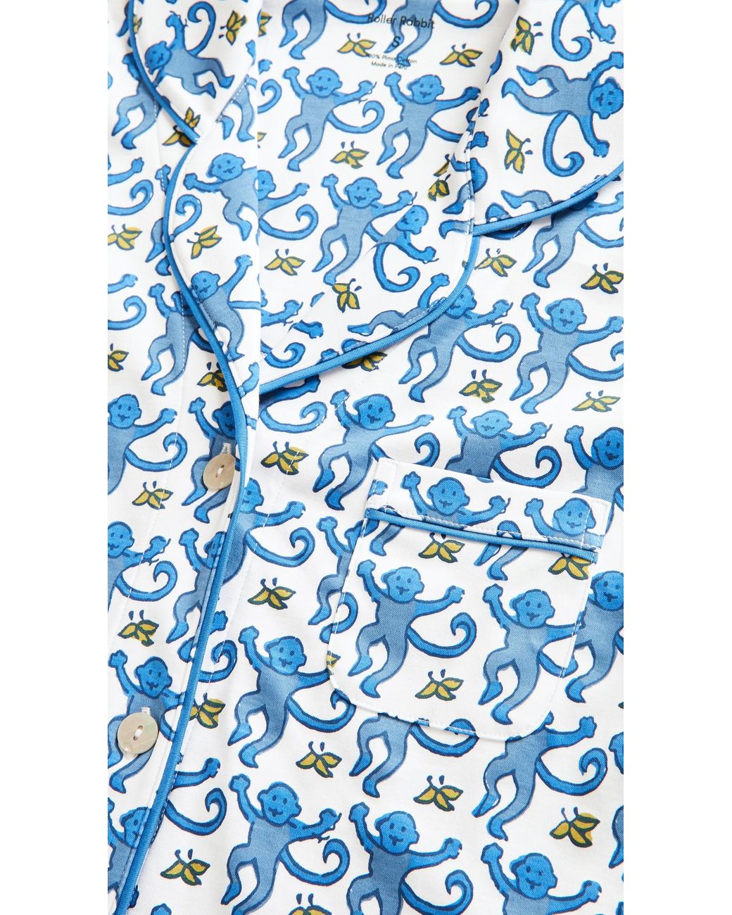 thumbnail image 2 of Roberta Roller Rabbit Baby Pajama Set - Monkey Blue 12-18 Months 100% Cotton 2 of 6