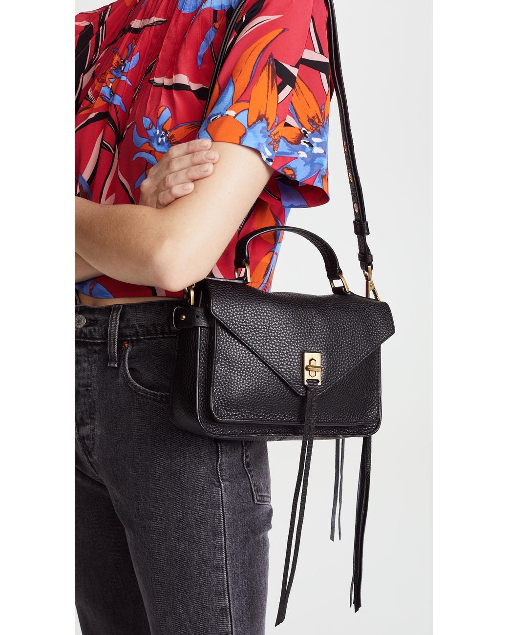 Rebecca Minkoff Leather Small Darren Messenger Bag in Black | Lyst