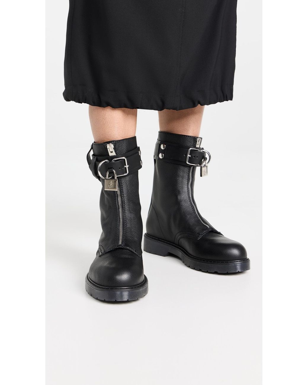 JW Anderson Lock Combat Ankle Boots in Black | Lyst