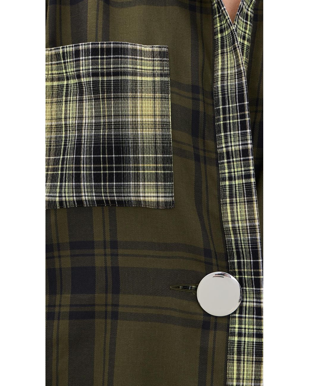 Marques'Almeida Black Plaid Overlapping Front Tailored Button Down Shirt