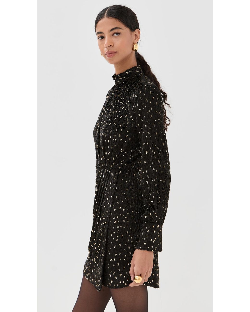 knee length dresses for ladies Cue Wrap Long Sleeve Dress Black Dot Print / Xs main image 0