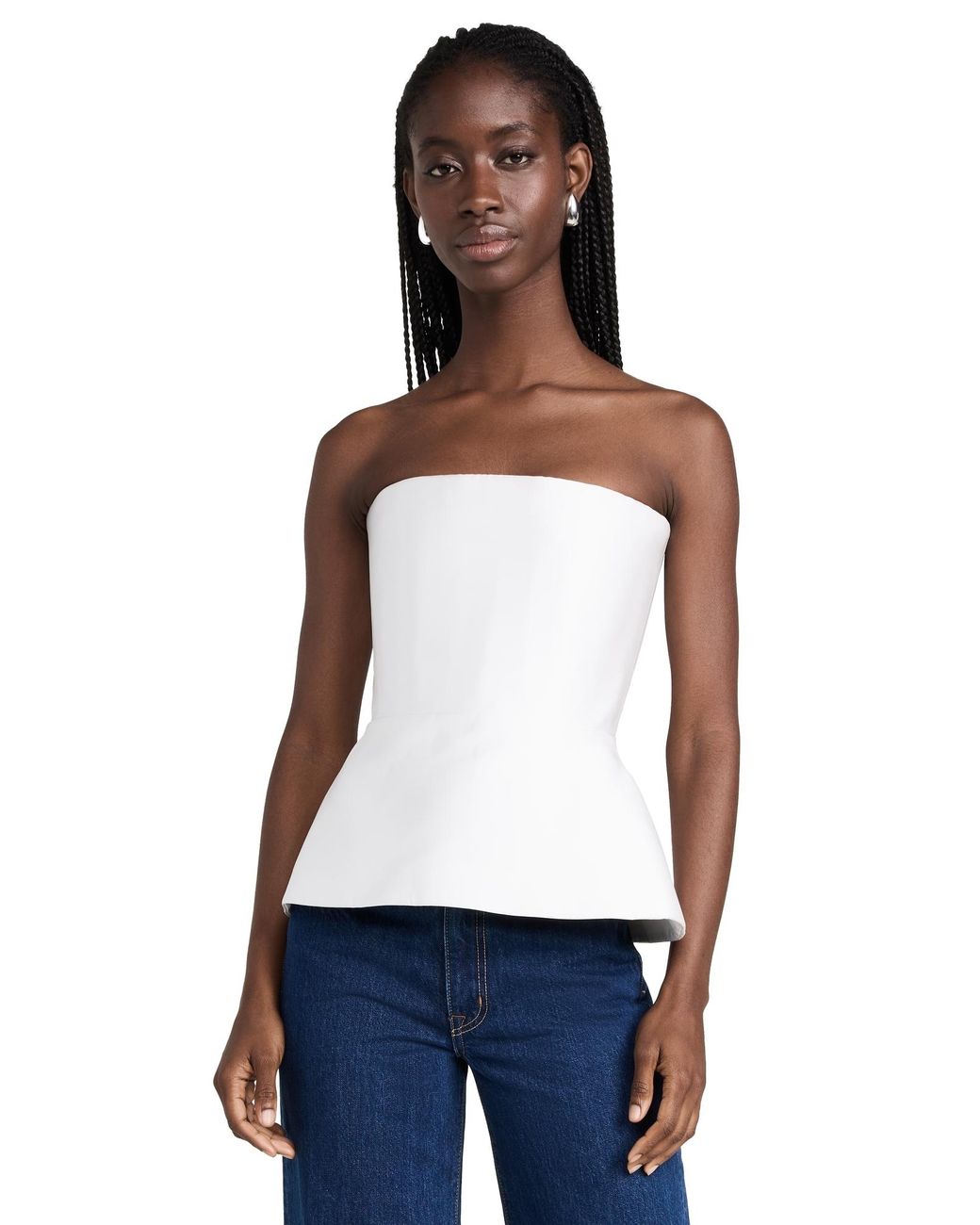 Rozie Corsets Satin Peplum Top in White Lyst
