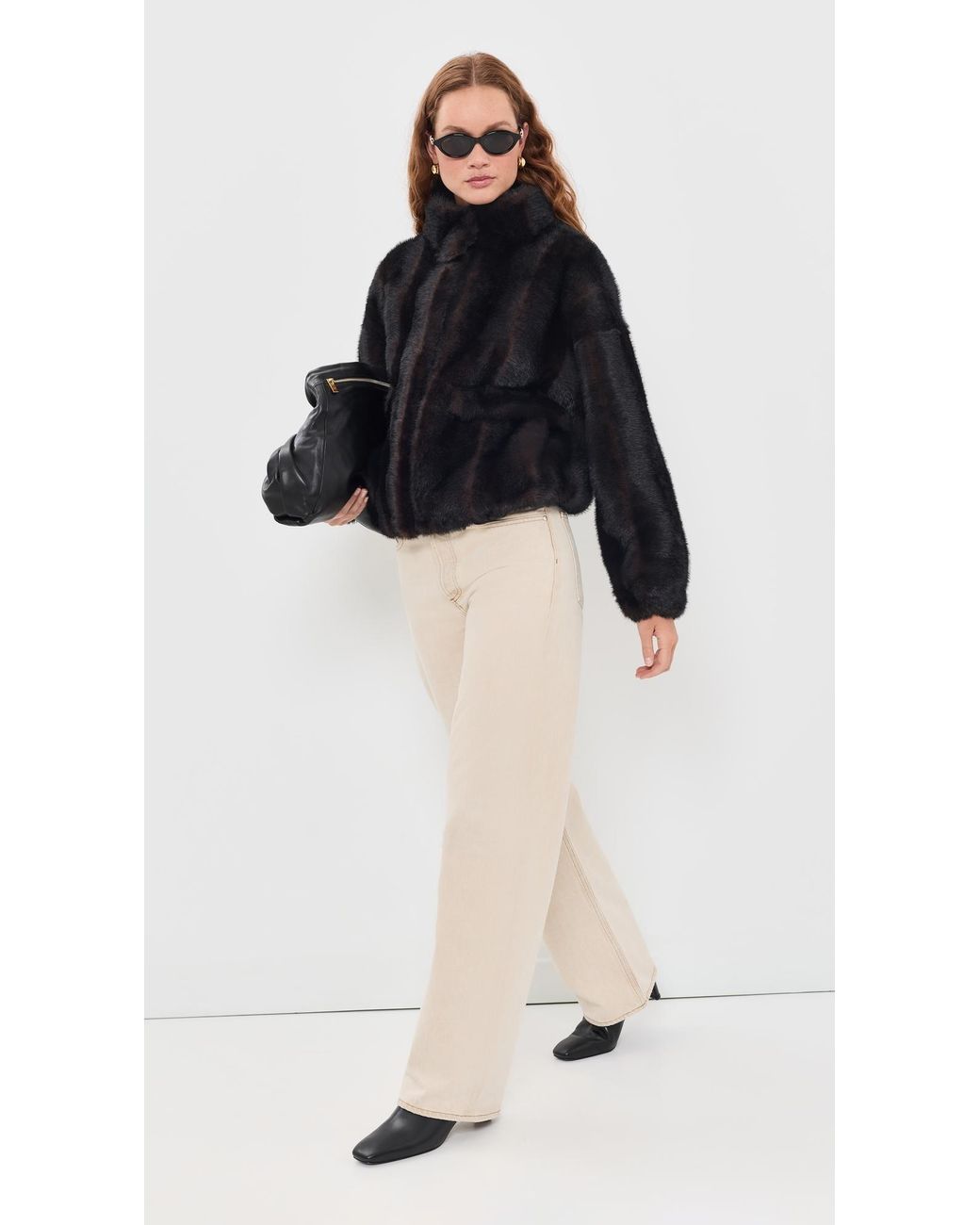 Apparis Black Iris Shaved Mink Bomber Jacket