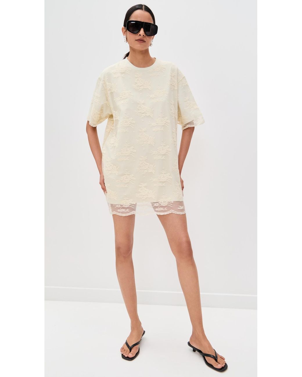 chinese dress ladies MO&Co. Women's Tulle-paneled T-Shirt Dress in Black Black Size S