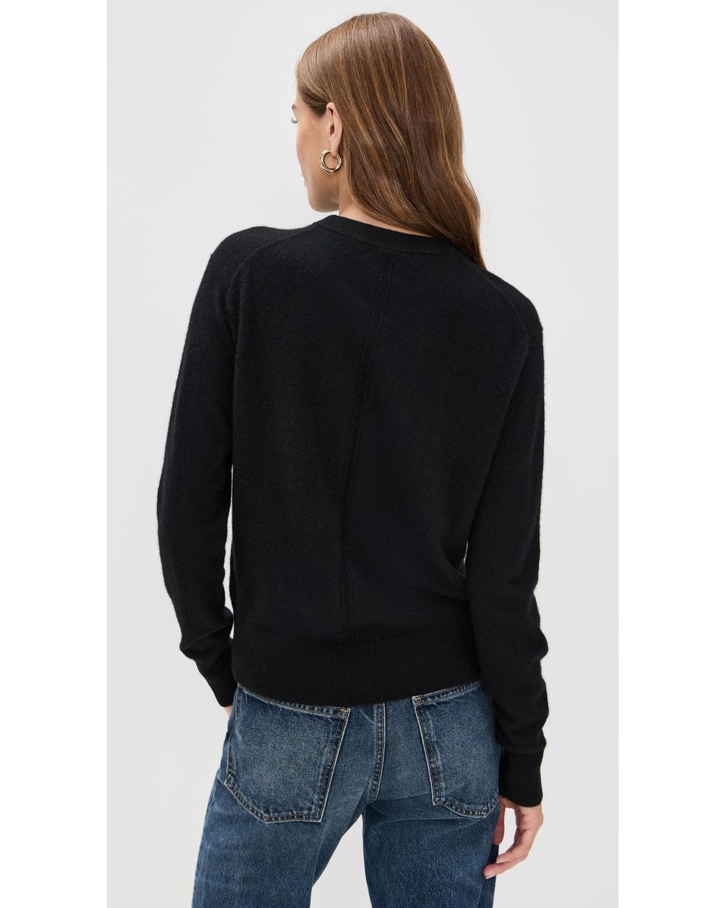 White + Warren Black Cashmere Crew