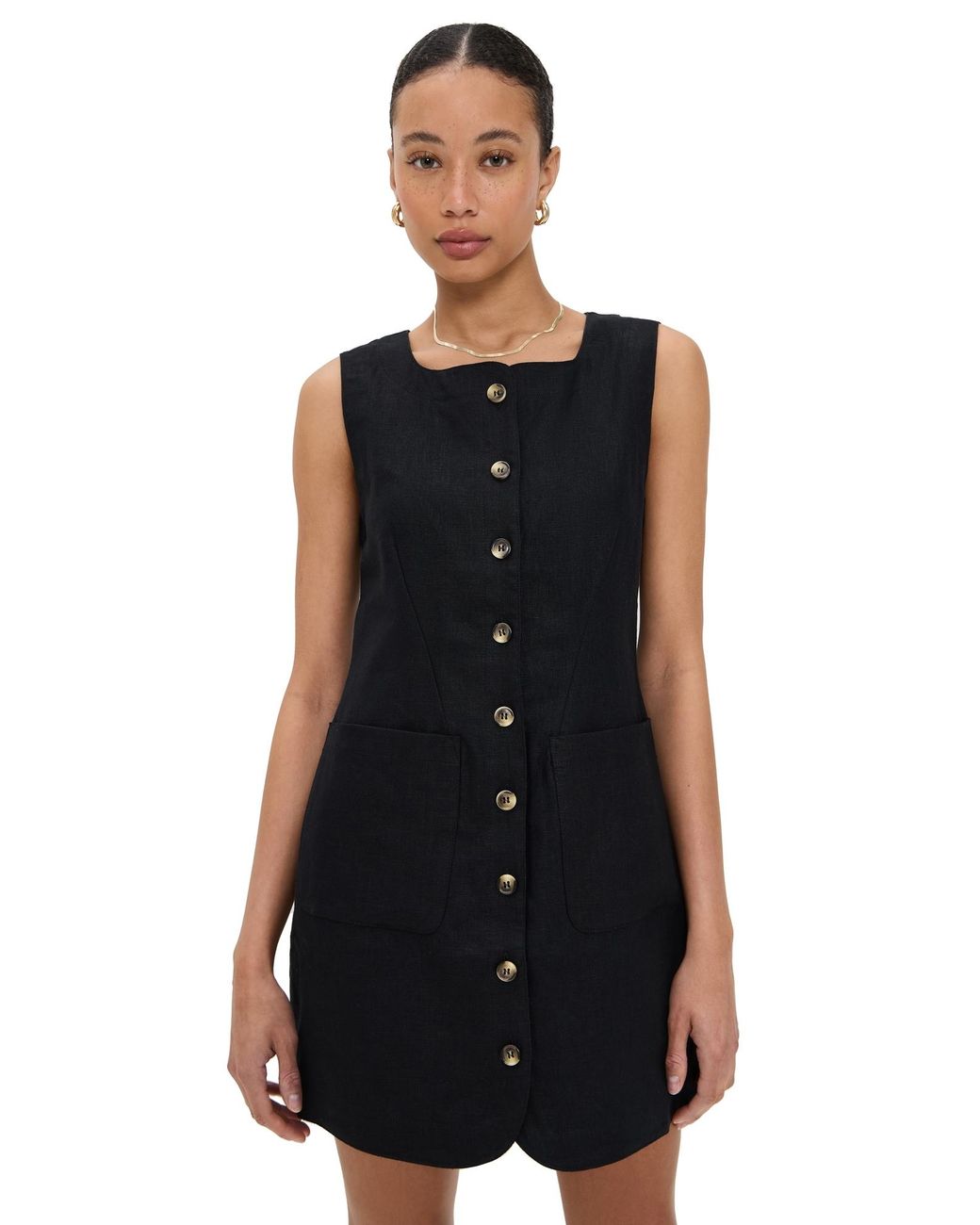 Posse Black Emma Button Down Mini Dress