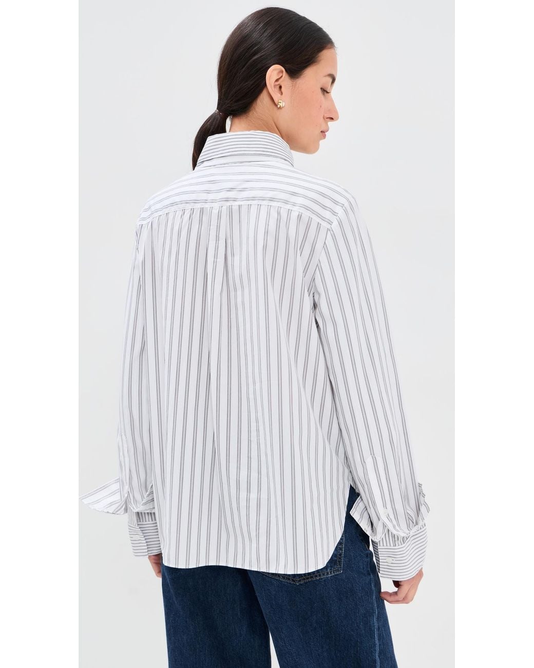 Double Up Shell Twp Double Layer Boyfriend Button Down Shirt in White | Lyst