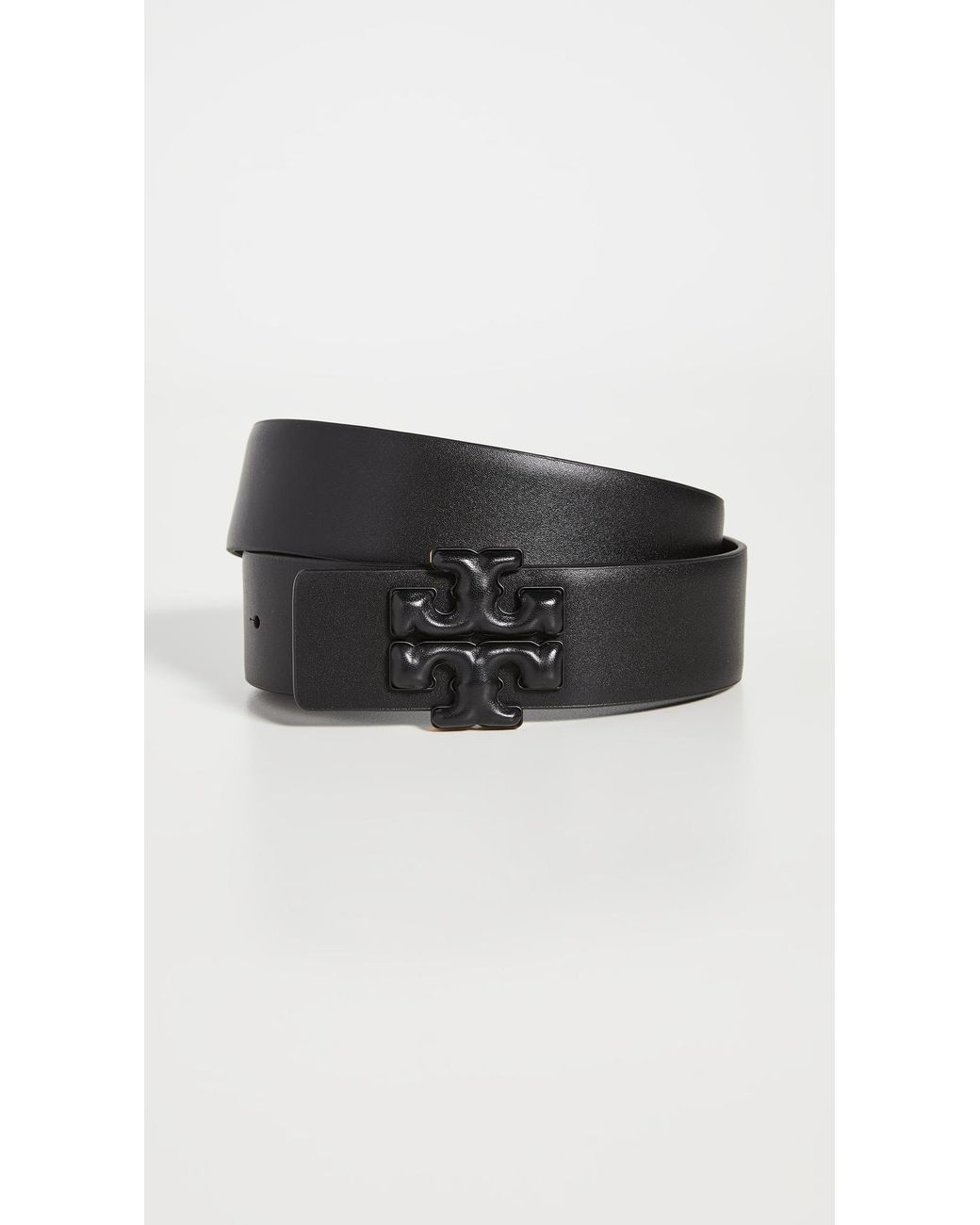 Tory Burch Leather Eleanor Logo Belt in Black | Lyst