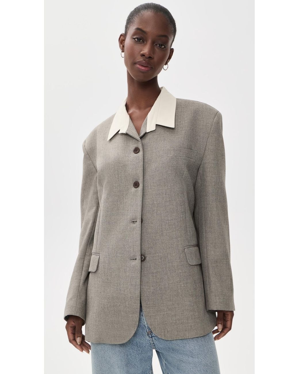 Source Unknown Gray Suki Collar Blazer