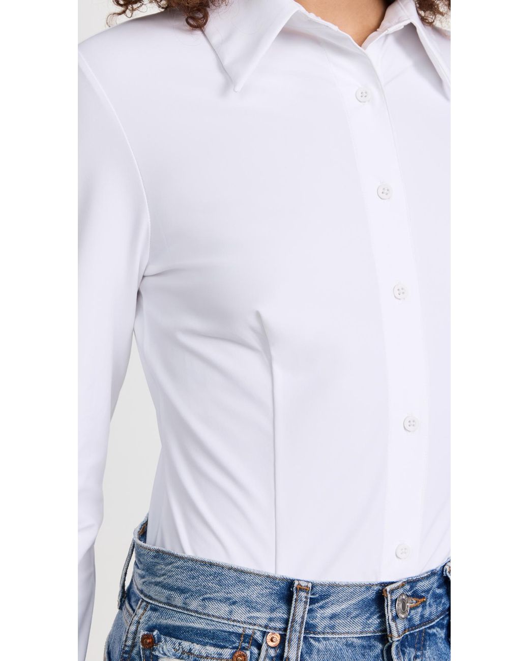 Commando White Classic Button Down Thong Bodysuit