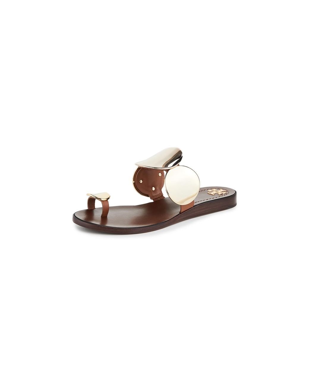 Tory Burch Patos Multi Disk Sandals in Brown | Lyst