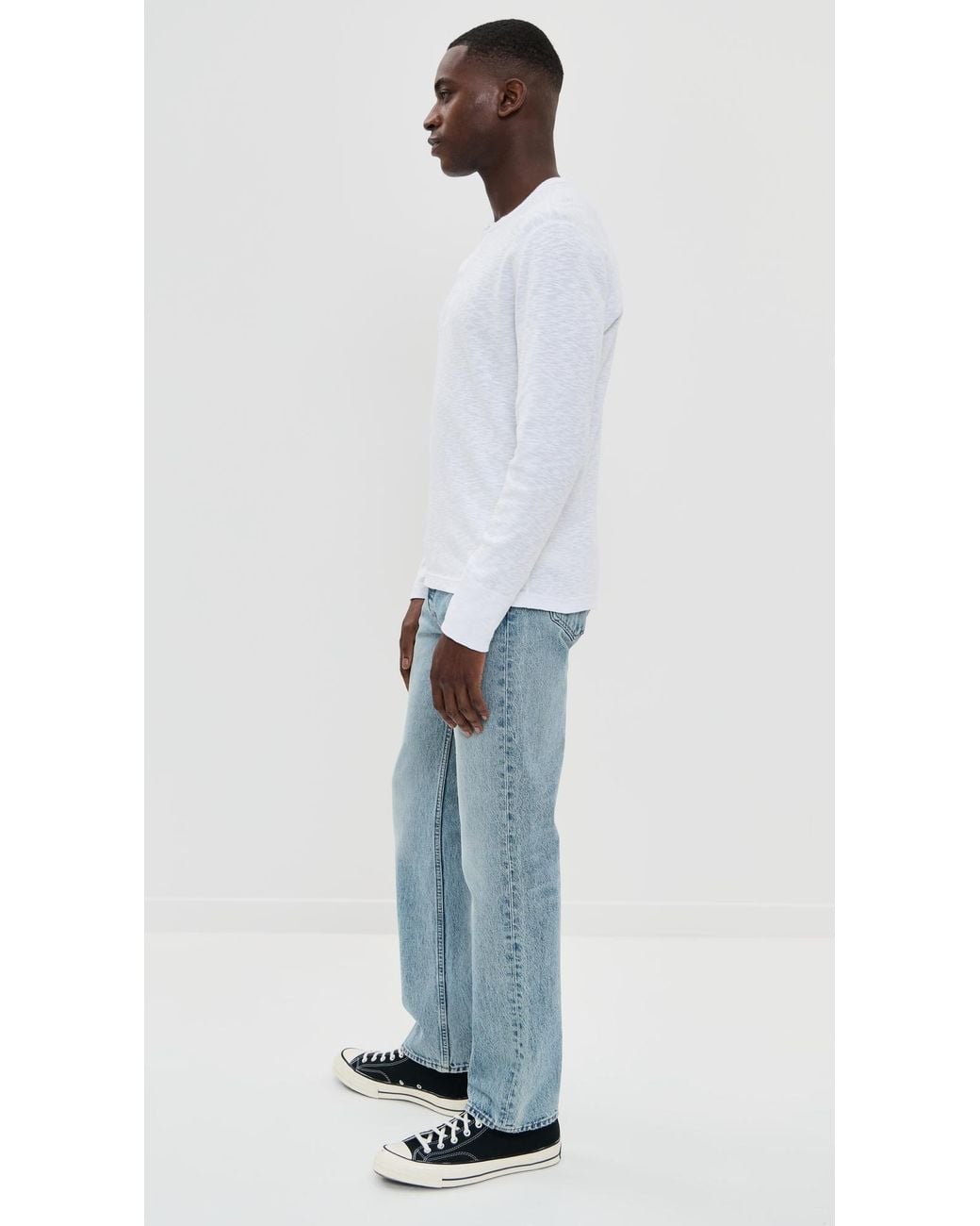 Reigning Champ White 1X1 Slub Slim Henley for men