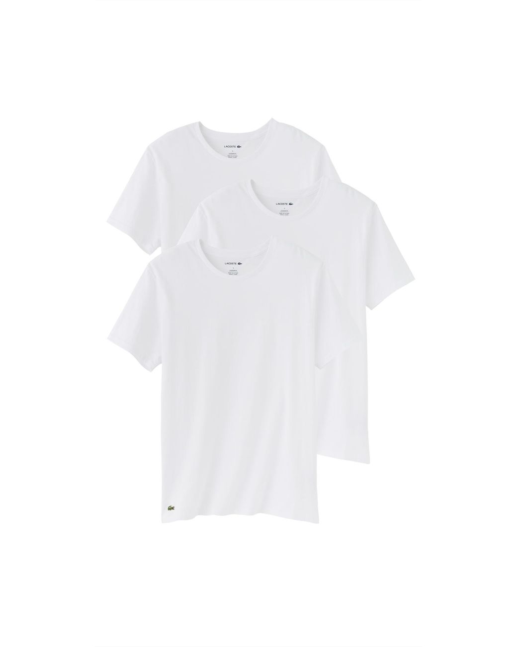 Lacoste White Cotton Undershirt Crew Tee 3 Pack for men