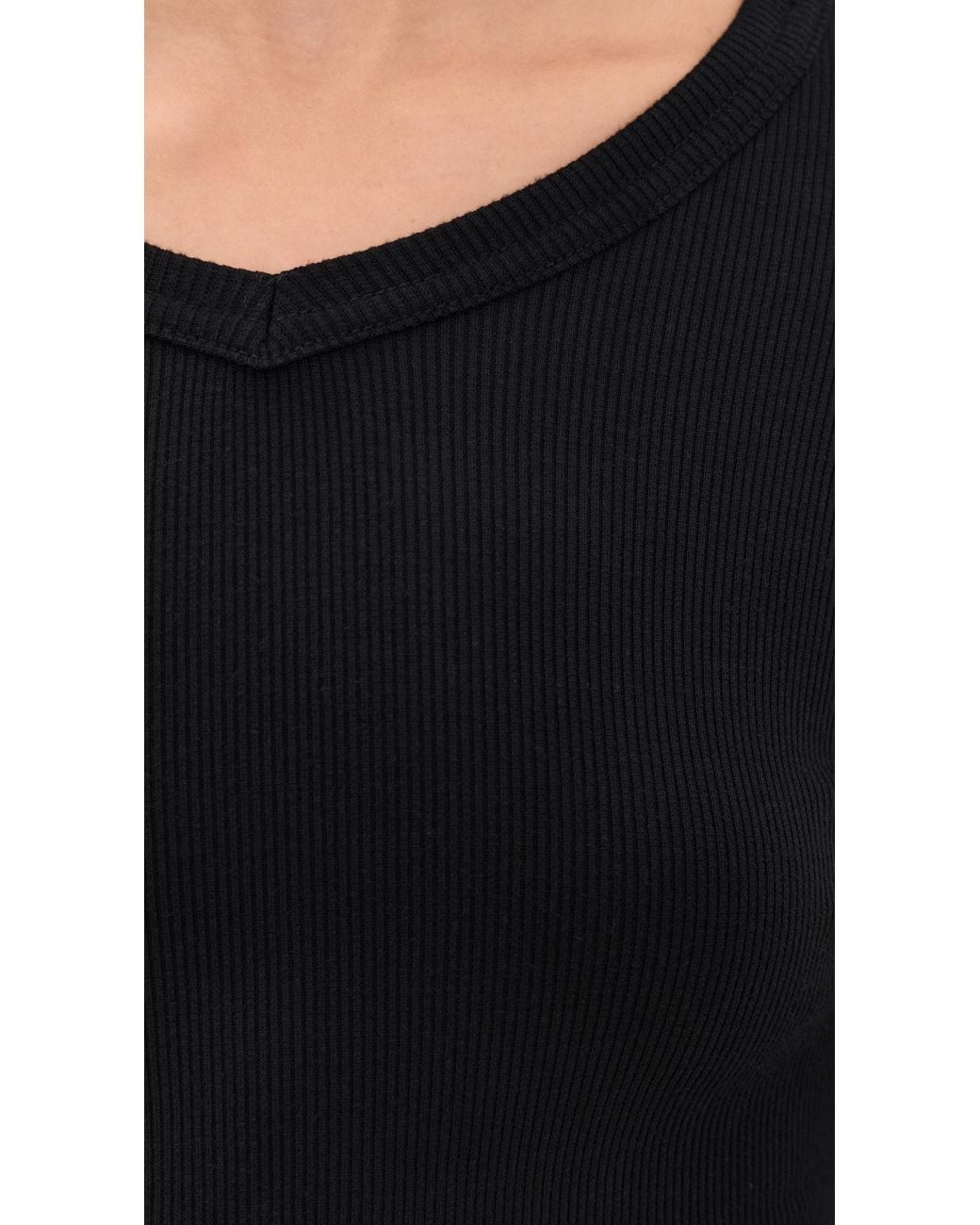 PERFECTWHITETEE Black Bianca Micro Modal V Neck Tee