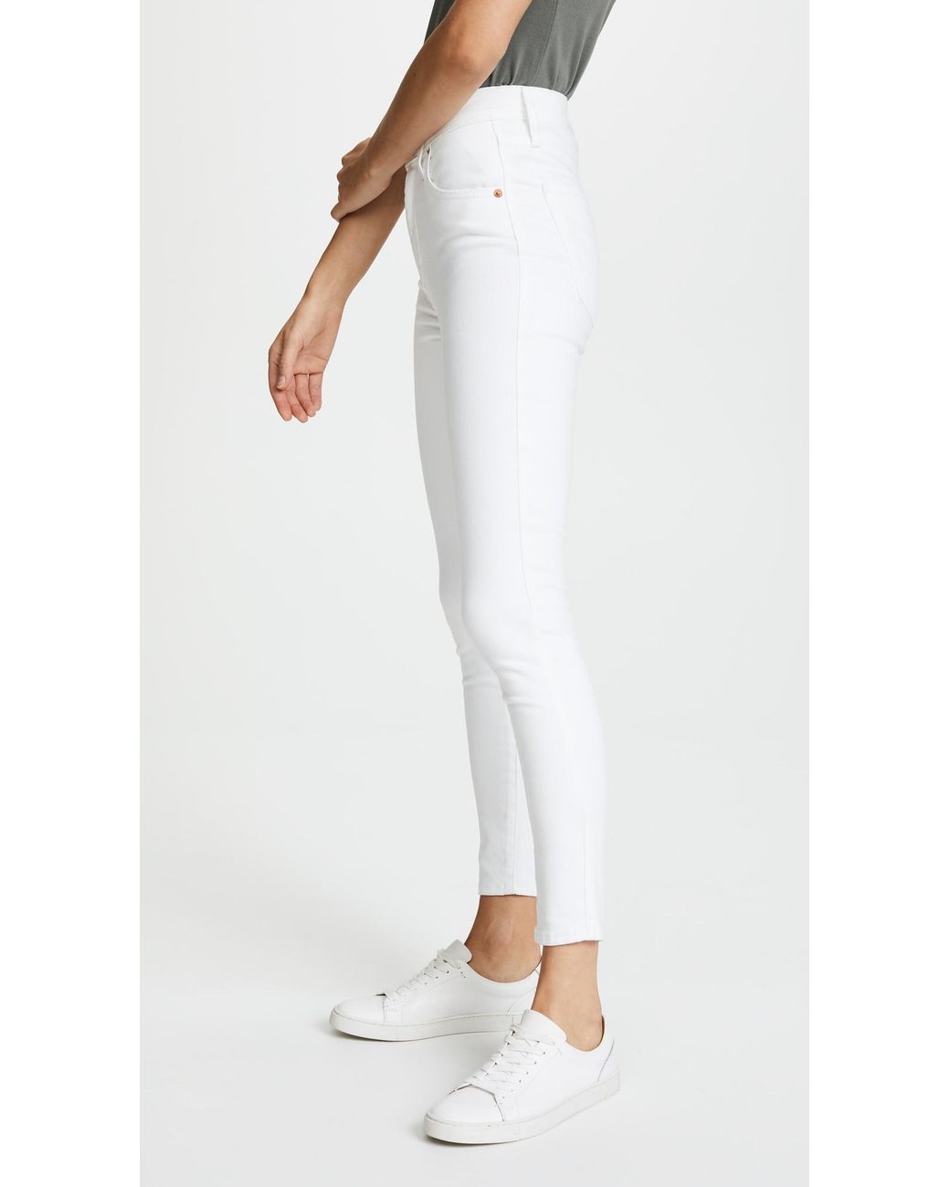 Levi's Denim Mile High Ankle Super Skinny Jeans in White | Lyst
