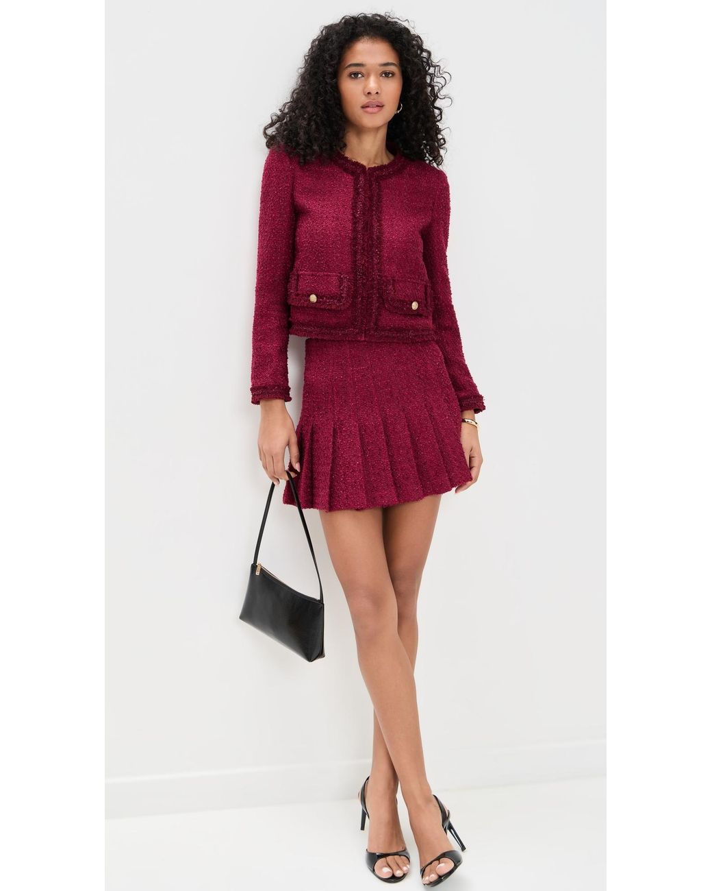 Alice + Olivia Carter Stitch Pleat Mini Skirt in Red | Lyst