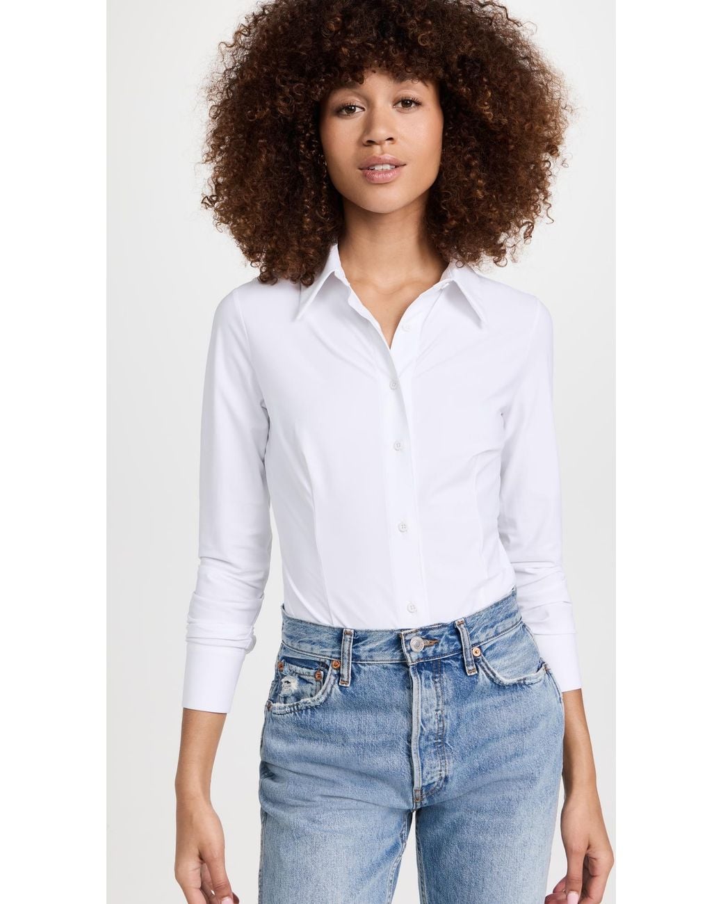 Commando White Classic Button Down Thong Bodysuit