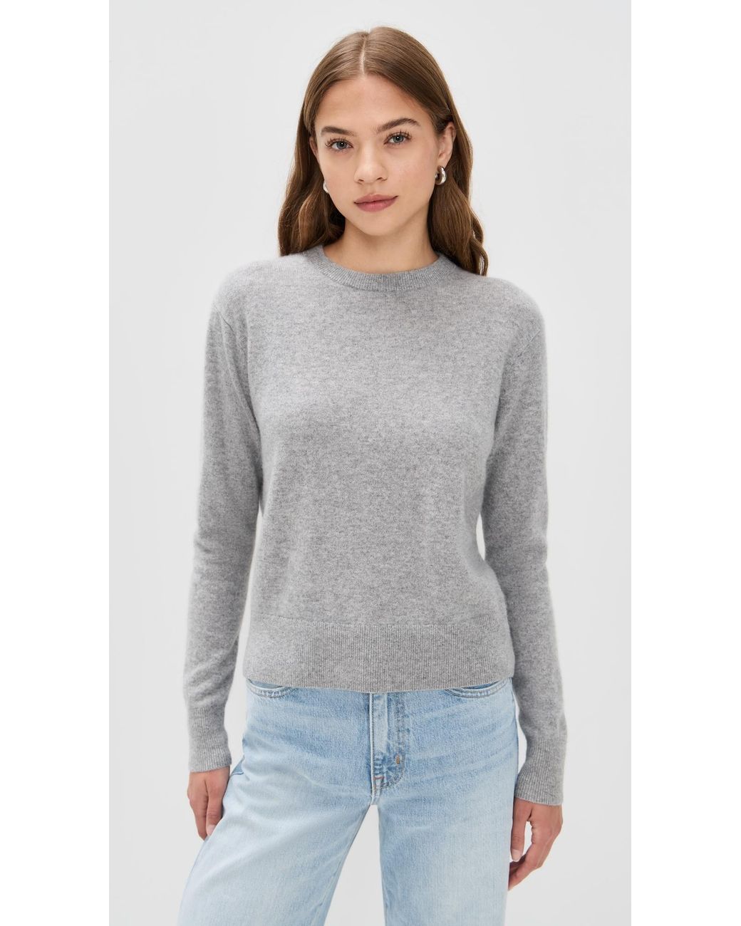 White + Warren Gray Cashmere Crew Pullover