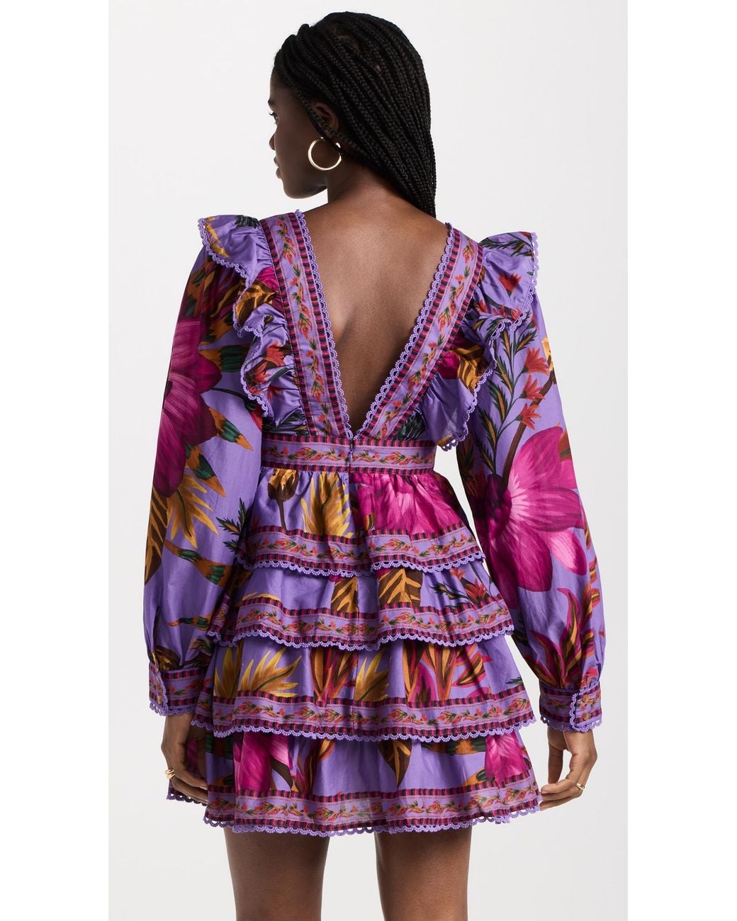 knee length dresses for ladies Lilac Flower Tiles Sleeveless Tiered Maxi Dress