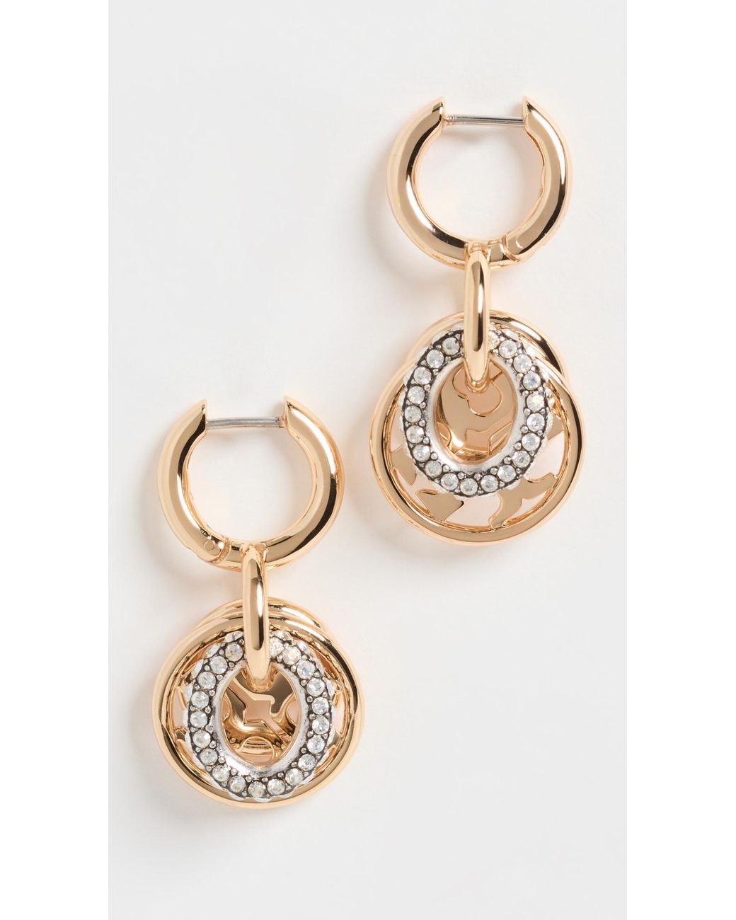 New Tory Burch Miller Gold Pavé Logo Circle Stud Earrings cheapest $98