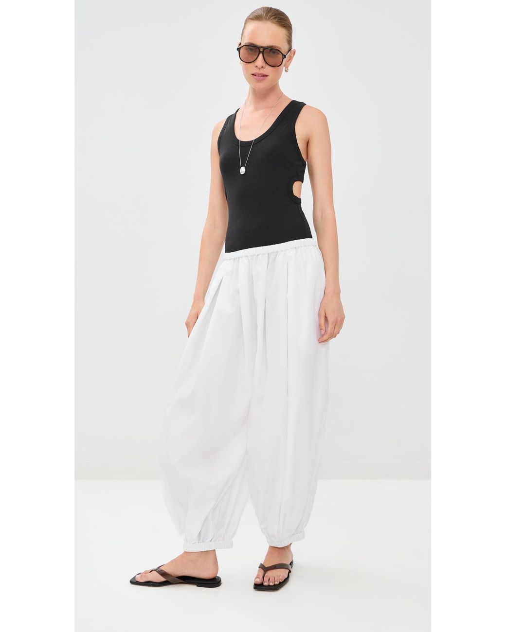 Tibi Black Ribbed T Racerback Tank