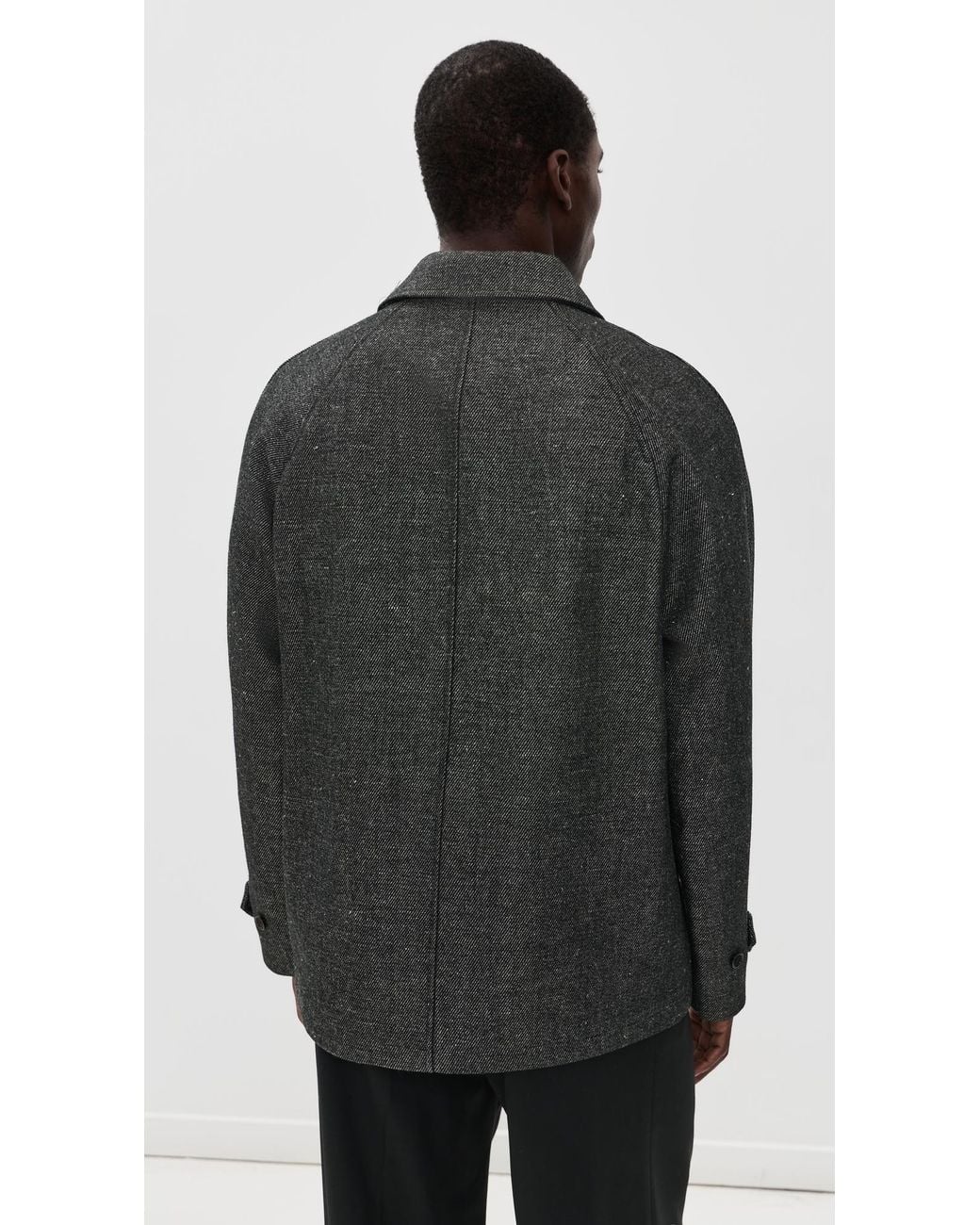 KNICKERBOCKER Black Mill Shetland Wool & Linen Coat for men