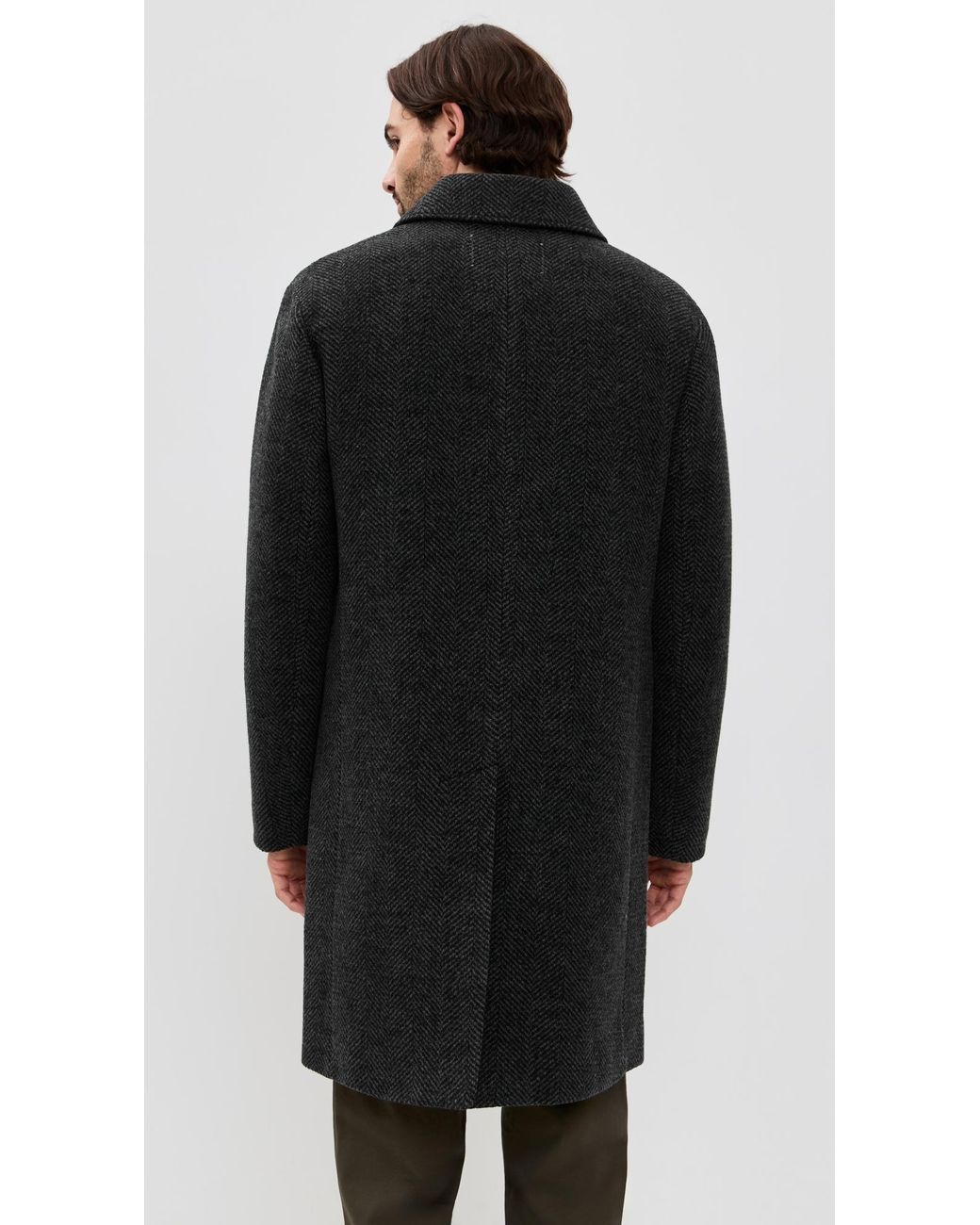Reigning Champ Black Wool Herringbone Scout Coat for men