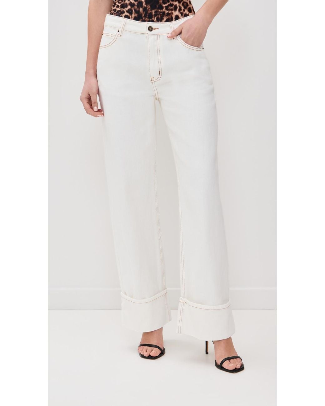 Lioness White Top Model Cuffed Jeans