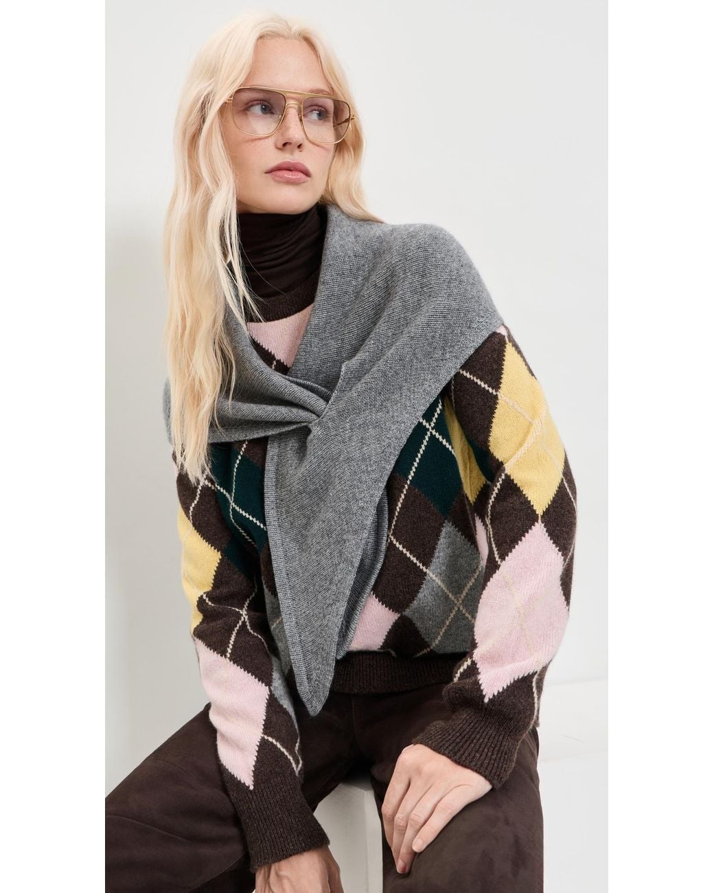 Veronica Beard Gray Drezel Knit Scarf
