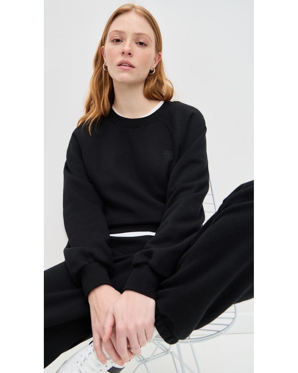 ÉTERNE Black Shrunken Raglan Sweatshirt