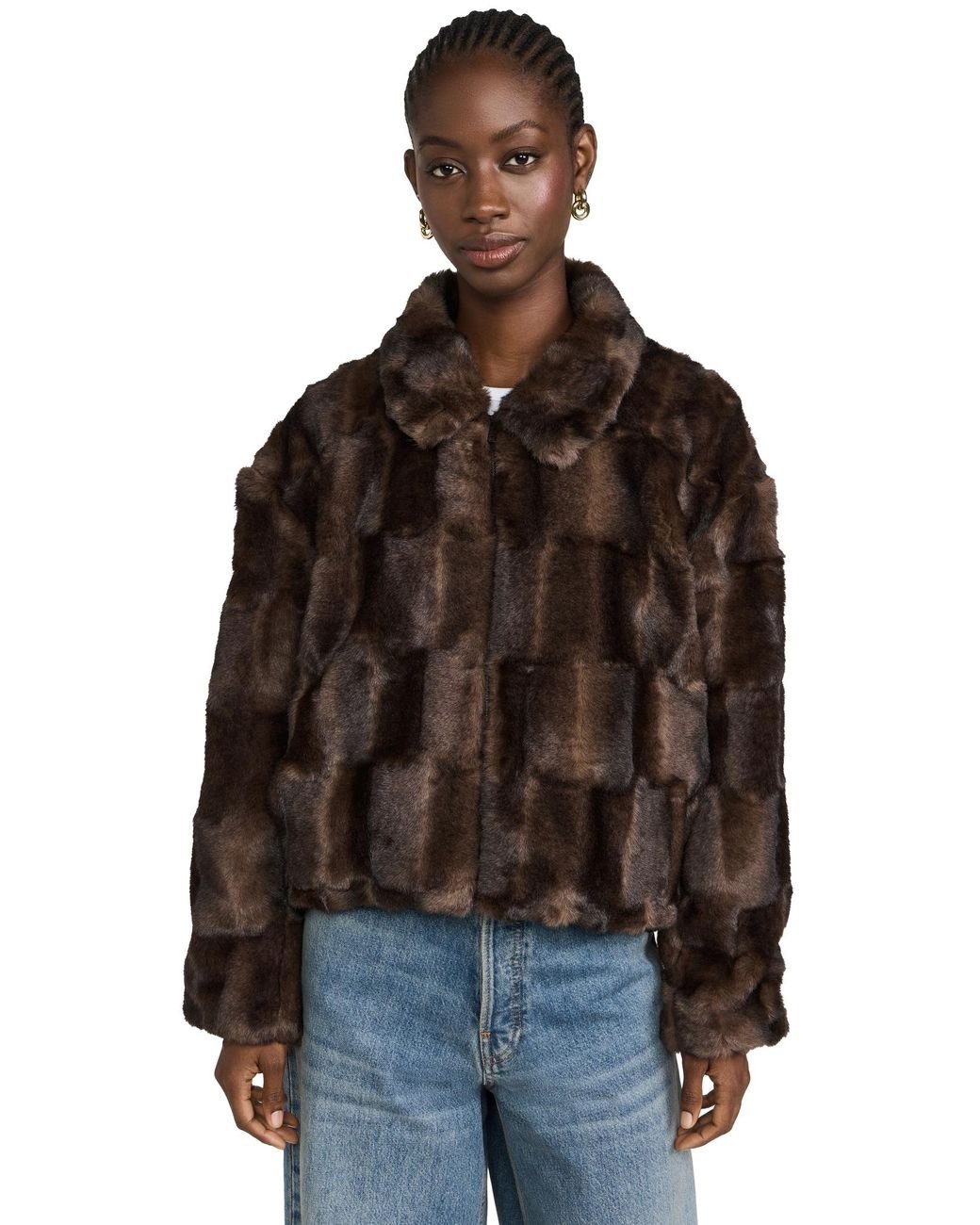 Bardot Slyvie Zip Faux Fur Jacket in Brown Lyst