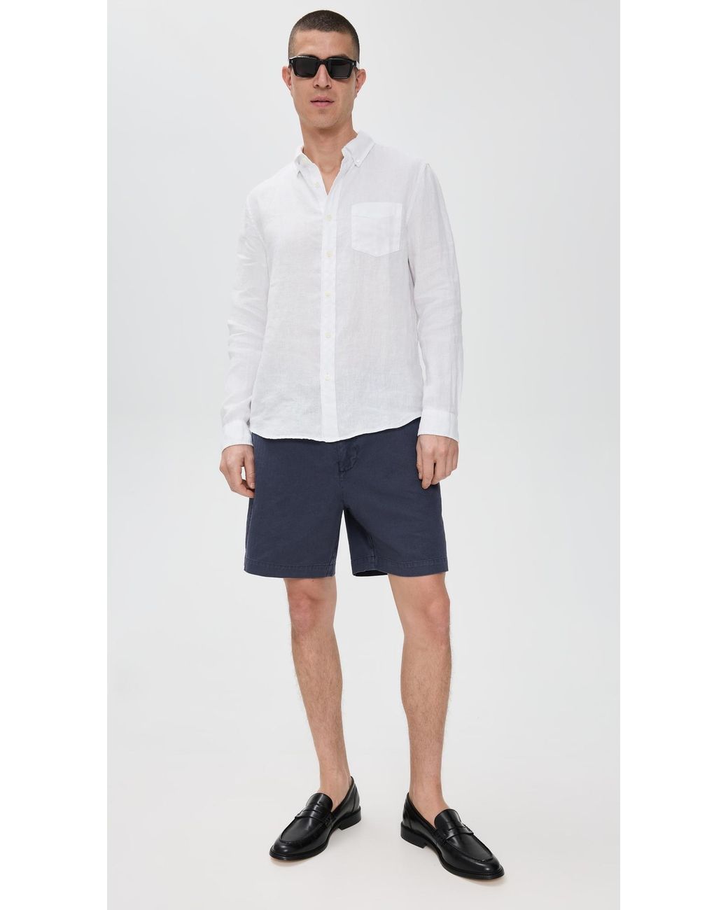 Alex Mill Blue Herringbone Pull On Shorts 7 for men