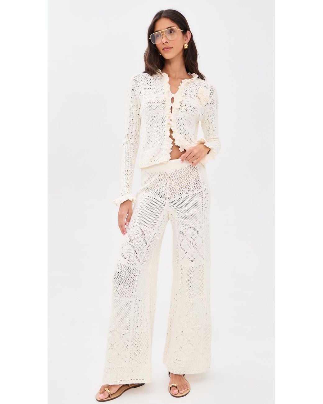 Ba&sh White Soria Cardigan
