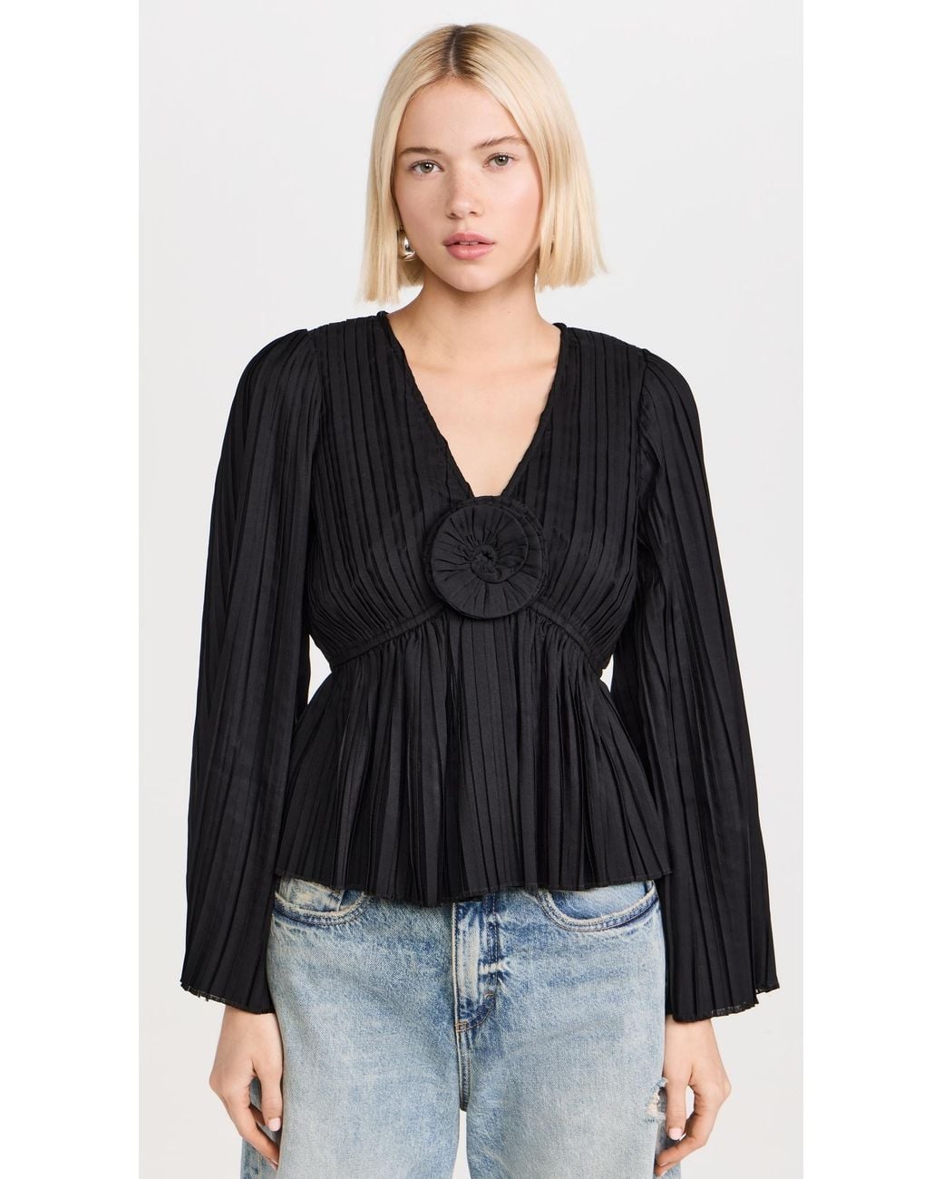 Sea Black Nomi Solid Rosette Top